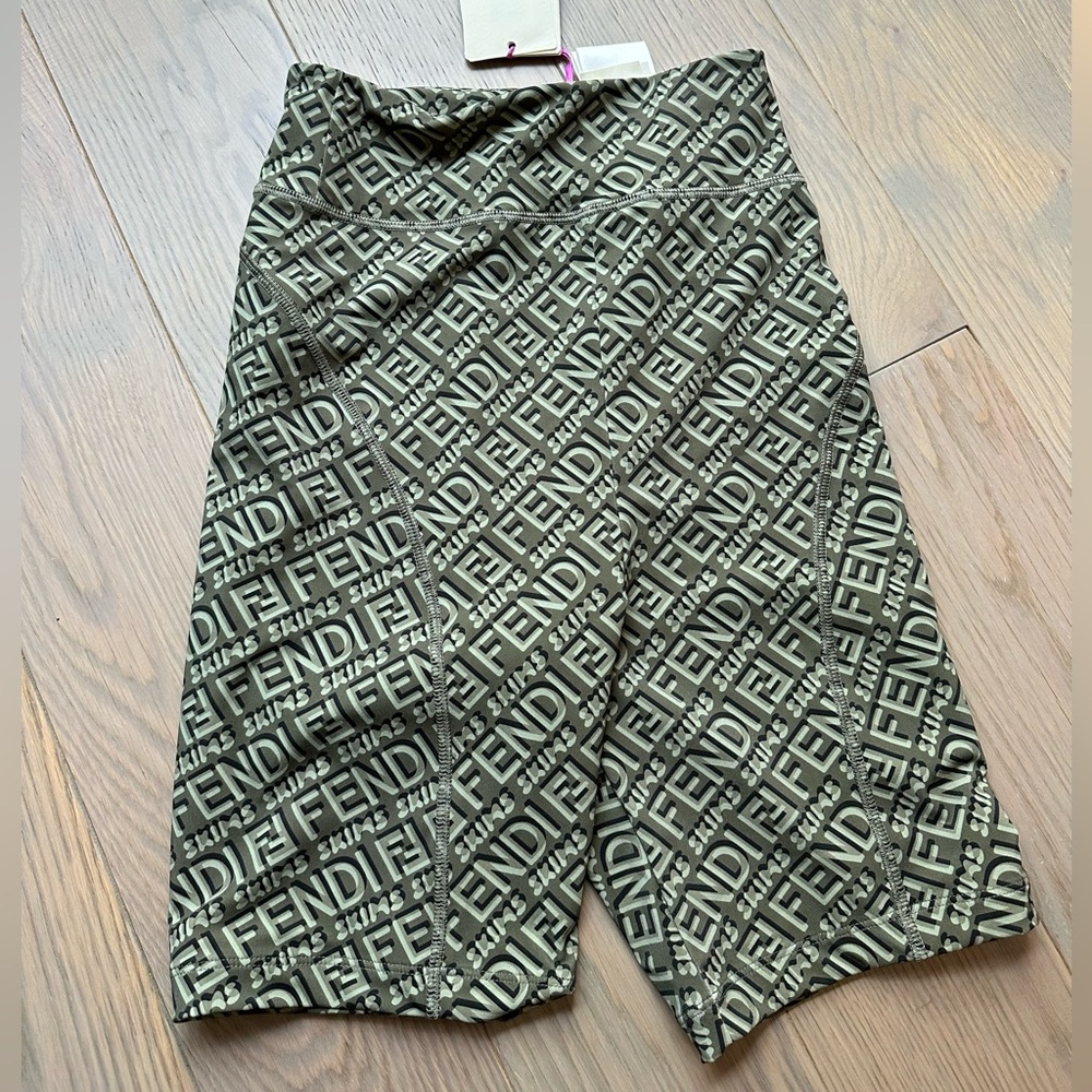 NEW FENDI X SKIMS OLIVE GREEN BIKER SHORTS
